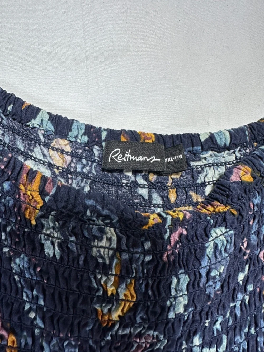 Reitmans Dark Floral Tiered Midi Dress Navy Boho Ruffle Hem Ruched XXL - Picture 6 of 10